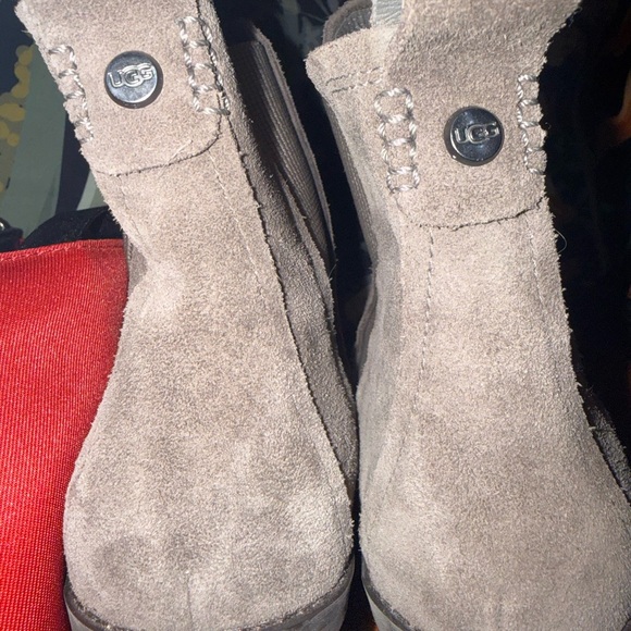 UGG Charcoal Suede Chunky Heeled Boots - Picture 9 of 10